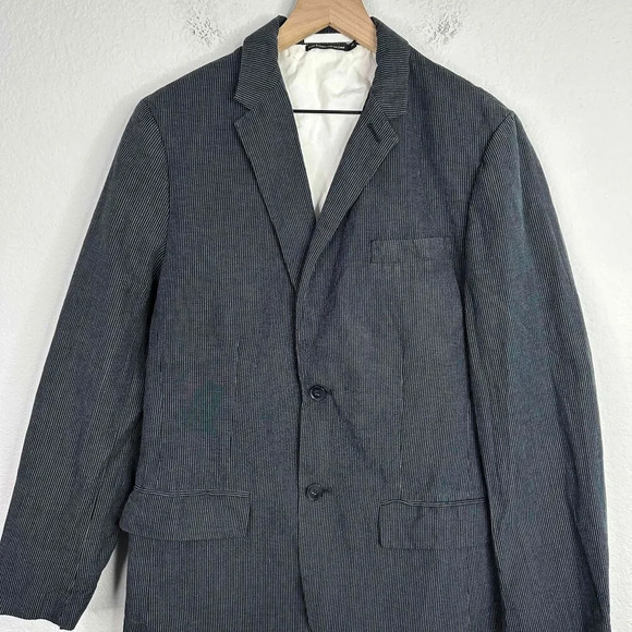 Club Monaco Blazer Men's Size 38 Black Pinstripe Linen Blend Career Casual - Picture 3 of 12